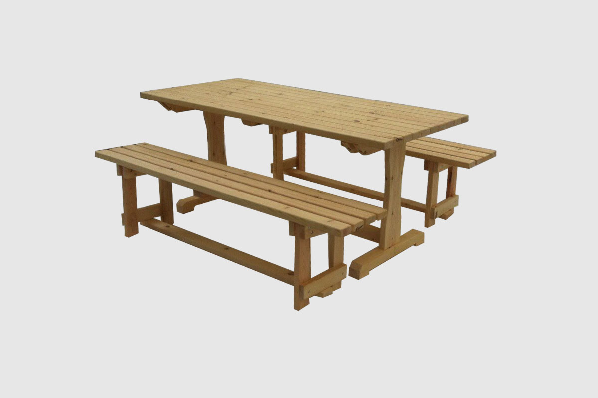 Ξύλινο τραπέζι με δύο παγκάκια – Κωδ. 17-01