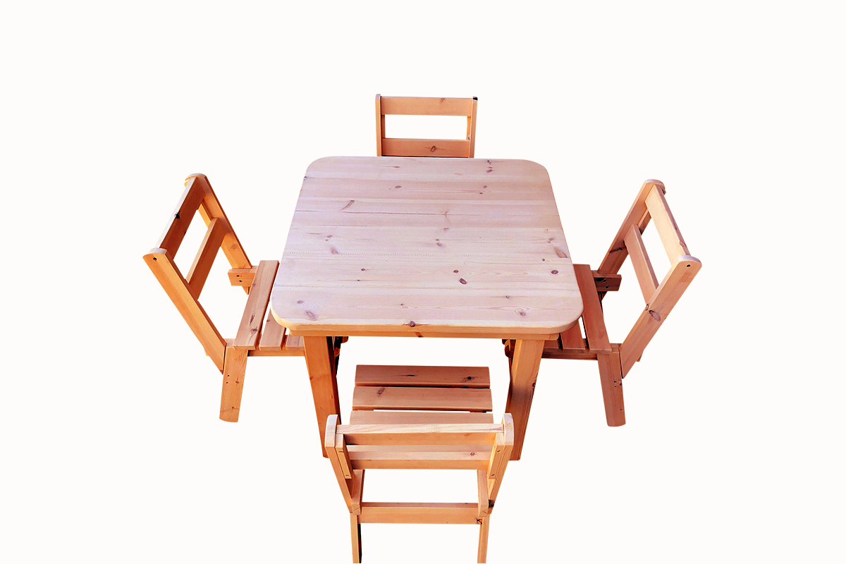 Σετ τραπέζι με καρέκλες από ξύλο μασίφ – Κωδ.: 18-01